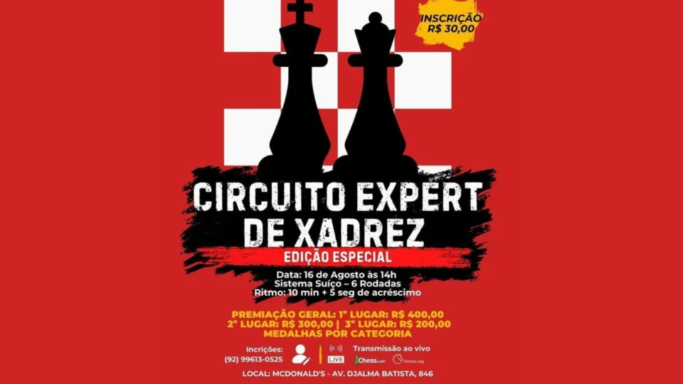 Manaus recebe Circuito Expert de Xadrez em edição especial no McDonald’s da Djalma Batista