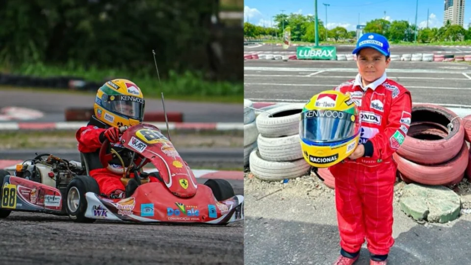 Piloto mirim que lidera campeonato de kart é fã de Ayrton Senna e sonha seguir na Fórmula 1