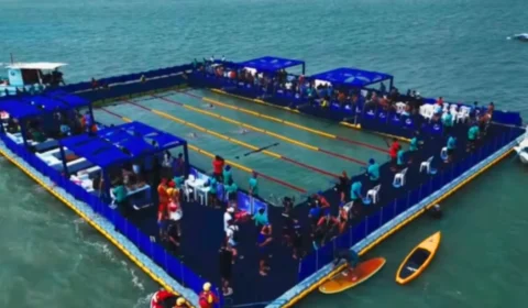 Paraíba World Beach Games realiza o primeiro Aquarace do mundo com piscina flutuante no mar