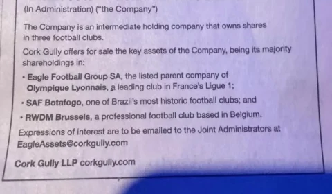 SAF do Botafogo é colocada à venda em anúncio de jornal britânico